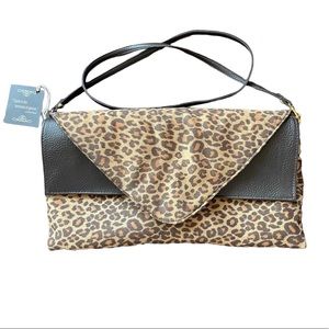 Braciano Brown Animal Print Flap Purse  - NWT